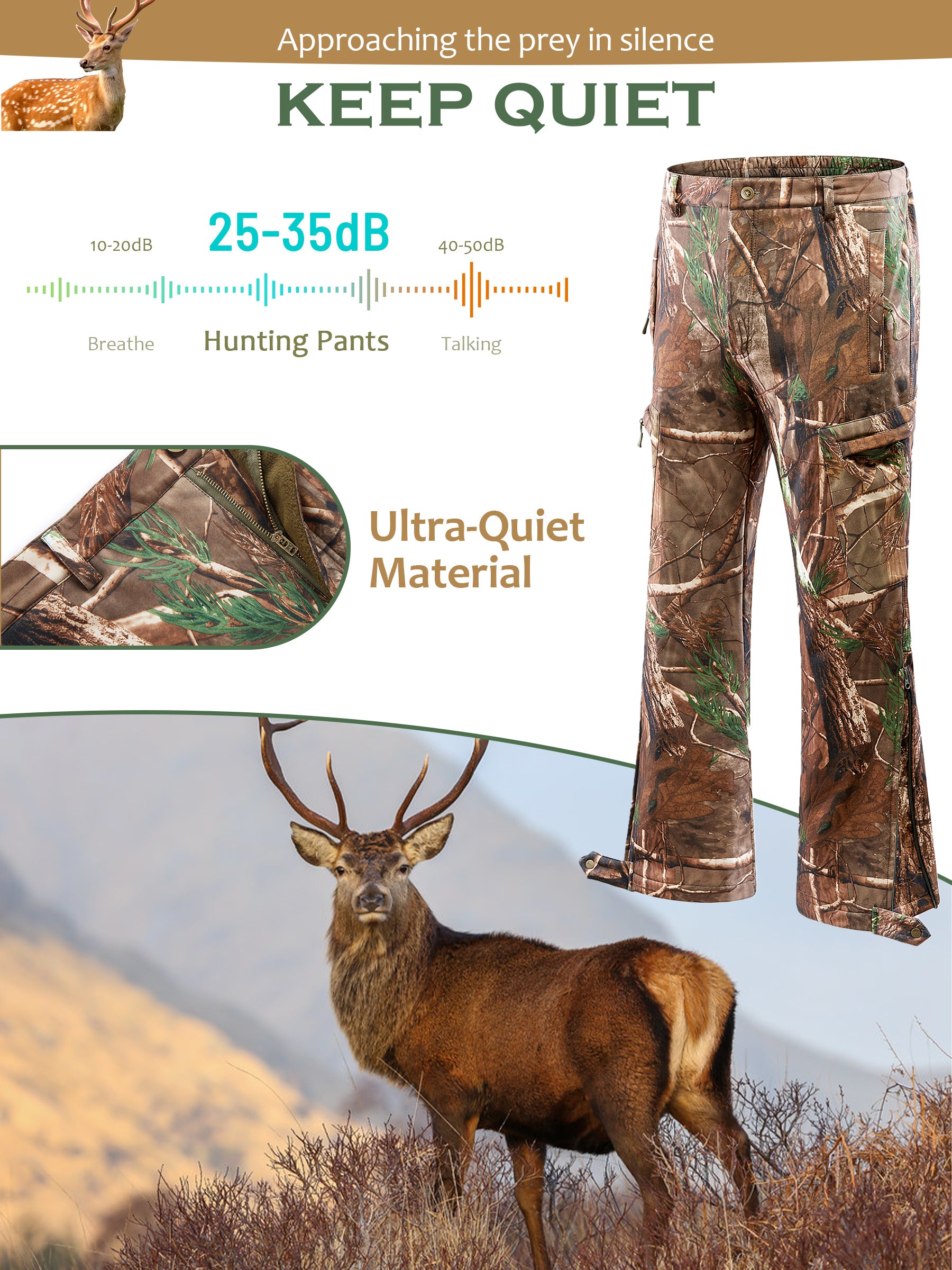 NEW VIEW Hunting Pants for Men, Ultra-Silent Water Resistant Camo Pants Men,  Insulated and Breathable
