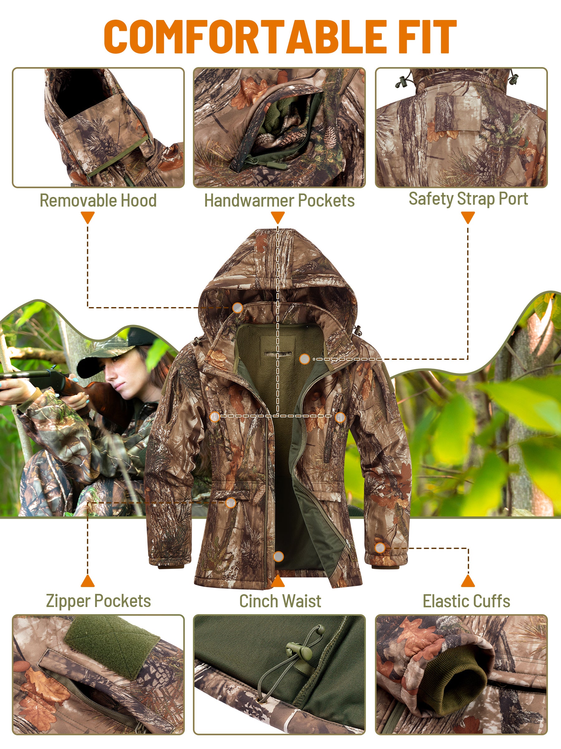 Warm and Water resistant Hunting Jacket for Women with Hood and Pockets New View Hunting