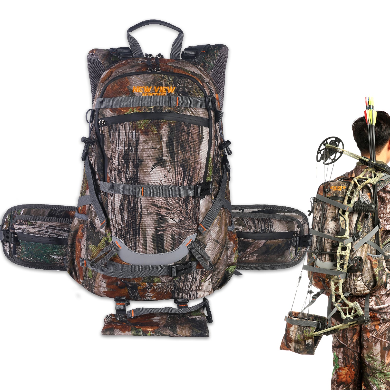 35L Camo Hunting Backpack for Men With Rifle Holder