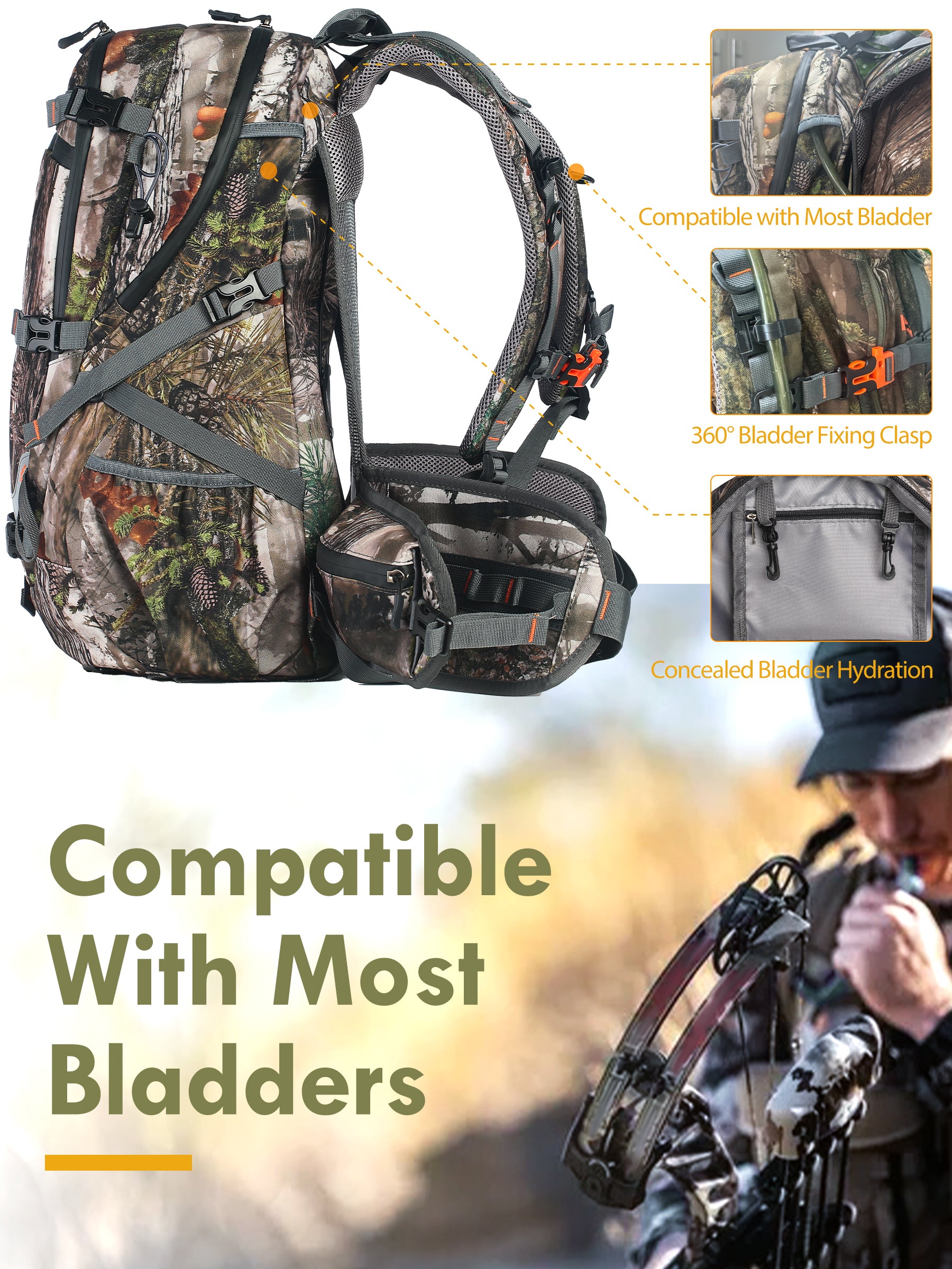 Hunting backpacks clearance with bow holder